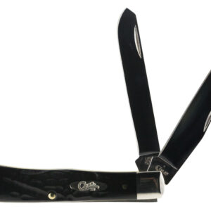 Case 18221 Trapper  3.25"/3.27" Folding Clip Point/Spey Plain Mirror Polished Tru-Sharp SS Blade Rough Black Jigged Synthetic Handle