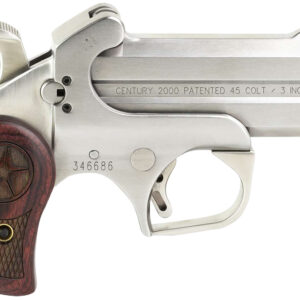 Bond Arms BAC2K Century 2000 45 Colt (LC)/410 Gauge 2rd 3.50"  Stainless Steel Double Barrel & Frame, Auto Extractor & Rebounding Hammer, Blade Front/Fixed Rear Sights, Rosewood Grip, Manual Safety
