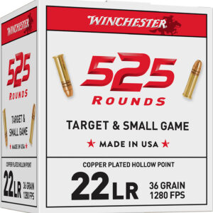 Winchester Ammo 22LR525HP USA 22LR 36gr Copper Plated Hollow Point 525 Per Box/10 Case *Bulk