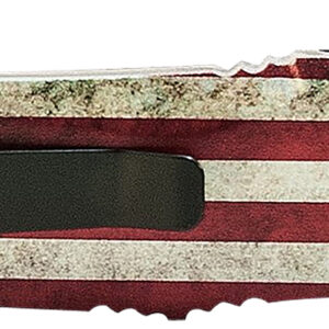 Templar Knife SBRF331 Gen II Betsy Ross Flag Small 2.69" OTF Drop Point Plain Black Oxide Stonewashed Black 440C SS Blade, 4.31" Betsy Ross Flag Aluminum Handle Glass Breaker