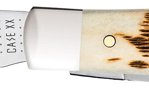 Case 00013 Trapper  Mini 2.70"/2.75" Folding Clip Point/Spey Plain Mirror Polished Tru-Sharp SS Blade, Peach Seed Jigged Amber Bone Handle