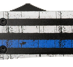 Templar Knife LBTB331 Gen II Back The Blue Large 3.50" OTF Drop Point Plain Black Oxide Stonewashed 440C SS Blade, 5.25" Black & White w/Blue Line Aluminum Handle, Glass Breaker