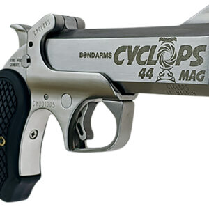 Bond Arms BACYP Cyclops Big Bore 44 Mag 1rd 4.25" Stainless Steel w/Engraved Barrel, Matte Stainless Frame, Black Extended B6 Resin Grip