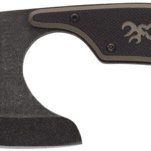 Browning 3220323 Cutoff 2.50" Fixed Skinner Plain Black Black Oxide Stonewashed 9Cr14MoV SS Blade, Black/Tan G10 Handle