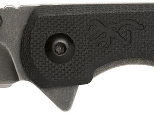 Browning 3220514 Branded Rock  EDC 3" Folding Drop Point Plain Black Stonewashed 7Cr17MoV SS Blade, Black G10 Handle