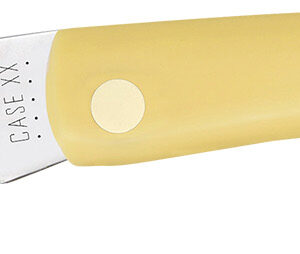 Case 00038 Sod Buster Folding Skinner Plain Tumble Polish Carbon Steel Blade/Smooth Yellow Synthetic Handle
