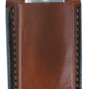 Bianchi 10737 Open Top Mag Pouch  Single Tan Leather Belt Clip Compatible w/ 9mm/40/ 45/380 Belts 1.75" Wide