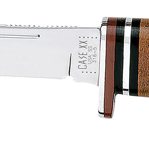 Case 00381 Hunter  5" Fixed Clip Point Plain Mirror Polished Tru-Sharp SS Blade/4.50" Grooved Leather Handle Includes Sheath