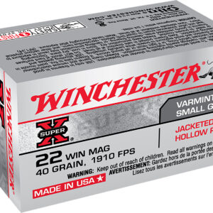 Winchester Ammo X22MH Super X 22WMR 40gr Jacketed Hollow Point 50 Per Box/40 Case